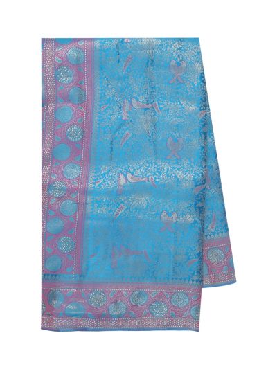 BlossomEase Semi Banarasi Traditional Bird And Floral Motifs Saree