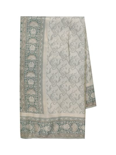 BlossomEase Semi Banarasi repeating Paisley jaal motifs Saree