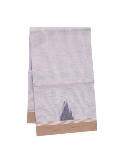 GraceCharm Kovai Cotton Plain with Geometric Striped Pallu Saree