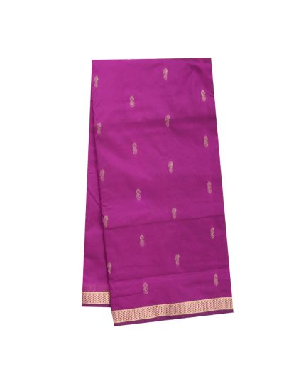 Traditional Nine Yards Silk Magenta Paisley Butta Striped Pallu Saree