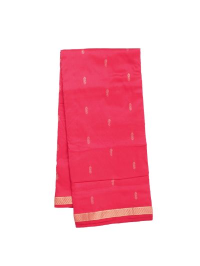 Traditional Nine Yards Silk Pink Paisley Butta Striped Pallu Saree