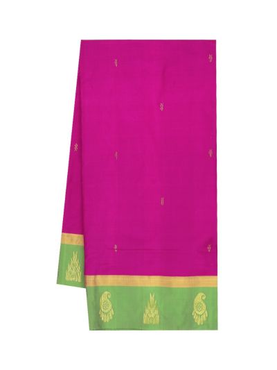 Traditional Nine Yards Silk Leaf Butta with Paisley Border Saree