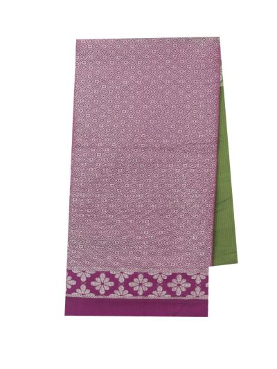 Gracecharm Art Soft Silk Square Butta Floral Contrast Border Saree