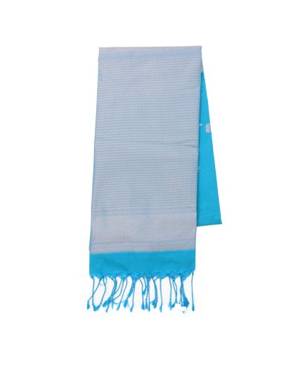 Gracecharm Sky Blue Art Soft Silk Floral Butta Saree