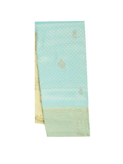 Gracecharm Fancy Semi Tissue Floral Wreath Butta Zari Pallu Saree