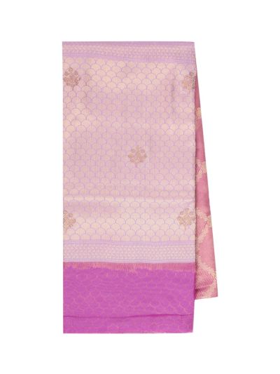 Gracecharm Fancy Semi Tissue Zig Zag Pattern Zari Pallu Saree
