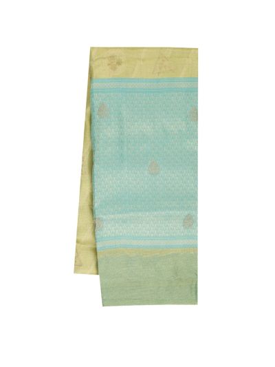 Gracecharm Fancy Semi Tissue Diagonal Lines Circular Floral Saree
