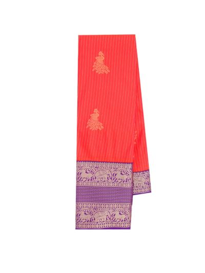 GraceCharm Art Silk Peacock Butta with Diamond Brocade Pallu Saree
