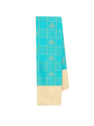 GraceCharm Art Silk Checked Butta with Contrast Border Saree