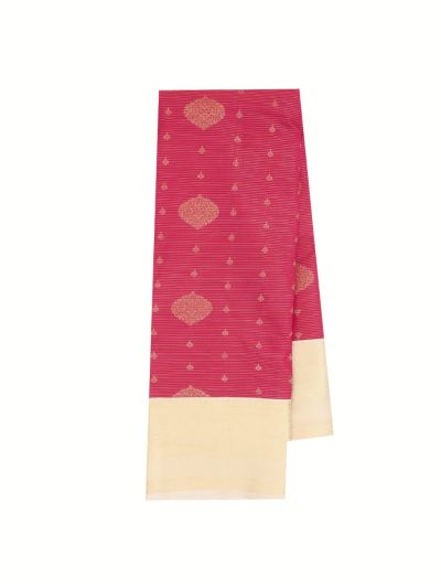 GraceCharm Art Silk Stripe Butta with Zigzag Wave Pallu Saree