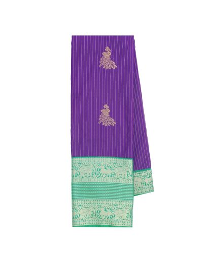 GraceCharm Art Silk Peacock Butta with Elephant Zari Border Saree