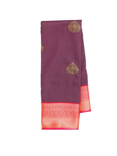 GraceCharm Art Silk Floral Butta with Contrast Border Saree