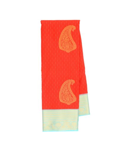 GraceCharm Art Silk Red Mango Paisley Butta Zari Border Saree
