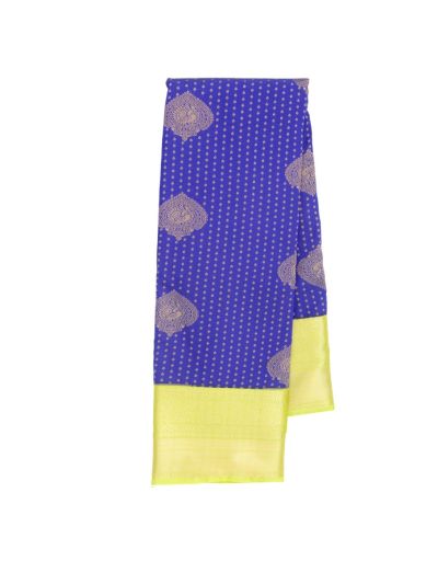 GraceCharm Art Silk Royal Blue Butta with Paisley Border Saree