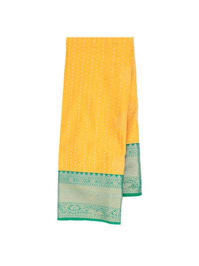 GraceCharm Art Silk Mango Yellow Butta with Medallion Pallu Saree