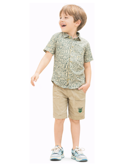 Graceful Essence Boys Trendy Cotton Printed Shirt and Shorts Set