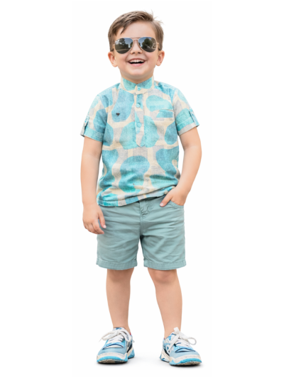 Graceful Essence Boys Trendy Cotton Printed Shirt and Shorts Set