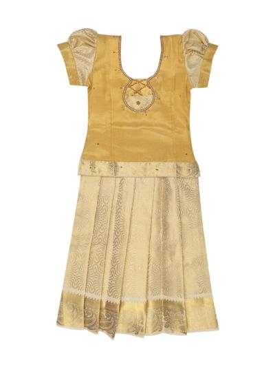 Charming Girls Readymade Stone Work Art Silk Pattu Pavadai Set