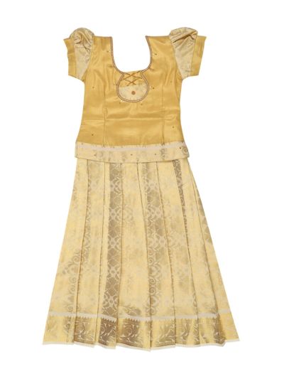 Charming Girls Readymade Stone Work Art Silk Pattu Pavadai Set