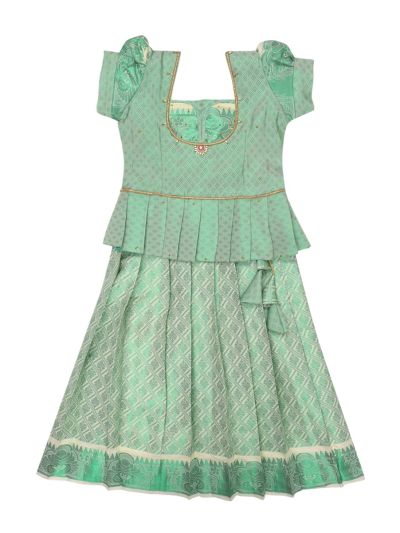 Charming Girls Readymade Stone Work Art Silk Pattu Pavadai Set