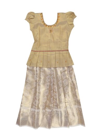 Charming Girls Readymade Stone Work Art Silk Pattu Pavadai Set