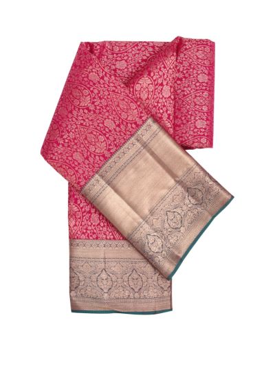 Vivaha Pure Silk Kanchipuram Wedding Jacquard Floral Motif with Zari Border Saree
