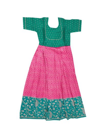 Charming Girls Banarasi Readymade Long Frock – Festive Elegance