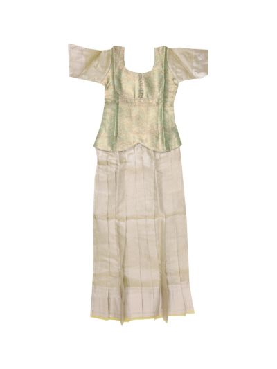 Charming Girls Readymade Tissue Jacquard Pattu Pavadai Set