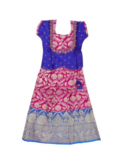 Charming Girls Readymade Art Banarasi Pattu Pavadai Set
