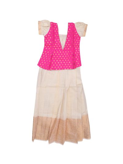 Charming Girls Readymade Art Silk Pattu Pavadai Set