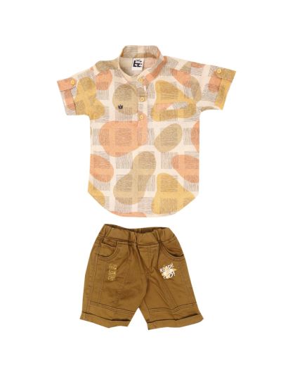 Graceful Essence Boys Trendy Cotton Printed Shirt and Shorts Set
