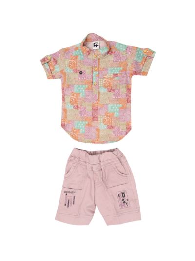 Graceful Essence Boys Trendy Cotton Printed Shirt and Shorts Set
