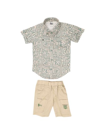 Graceful Essence Boys Trendy Cotton Printed Shirt and Shorts Set