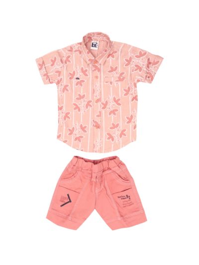 Graceful Essence Boys Trendy Cotton Printed Shirt and Shorts Set