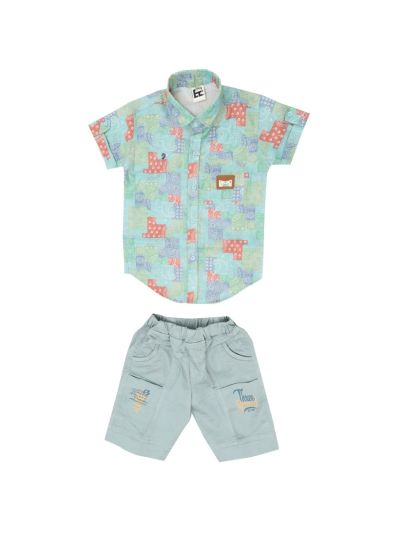 Graceful Essence Boys Trendy Cotton Printed Shirt and Shorts Set