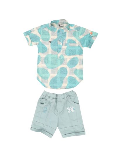 Graceful Essence Boys Trendy Cotton Printed Shirt and Shorts Set