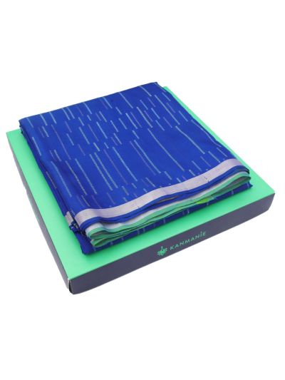 Kanmanie Elegant Dash Striped Design with 1 Inch Tissue Border Soft Silk Saree