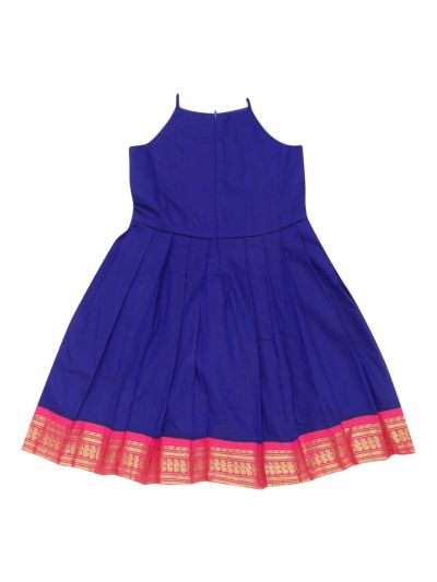 Kutty Kanmanie Girls Poly Cotton Contrast Border Pleated Frock