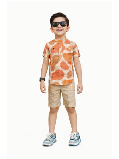 Graceful Essence Boys Trendy Cotton Printed Shirt and Shorts Set