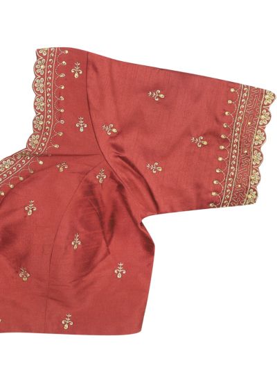 Graceful Essence Elegant Silk Cotton Embroidery Work Readymade Blouse