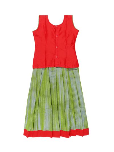 Charming Girls Readymade Art Silk Pattu Pavadai Set