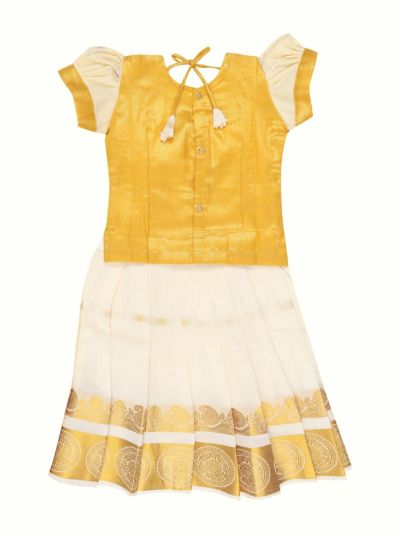 Charming Girls Readymade Stone Work Art Silk Pattu Pavadai Set