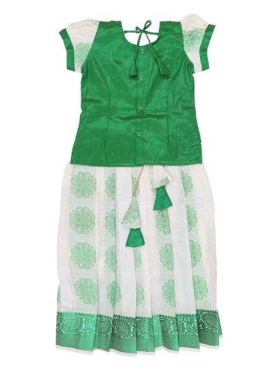 Charming Girls Readymade Stone Work Art Silk Pattu Pavadai Set