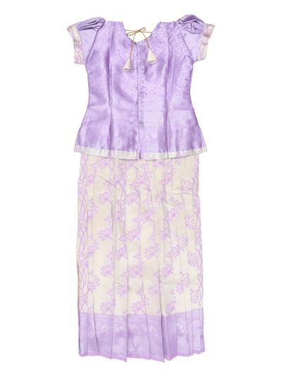 Charming Girls Readymade Stone Work Art Silk Pattu Pavadai Set