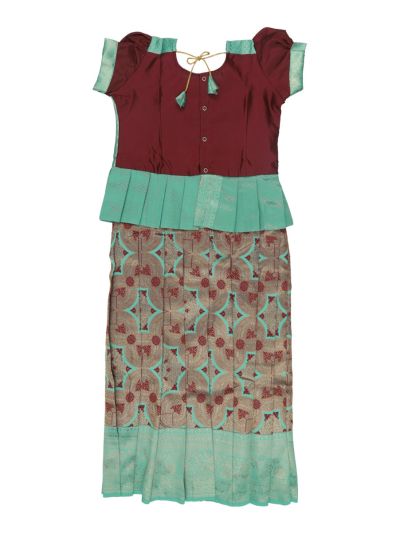 Charming Girls Readymade Stone Work Art Silk Pattu Pavadai Set