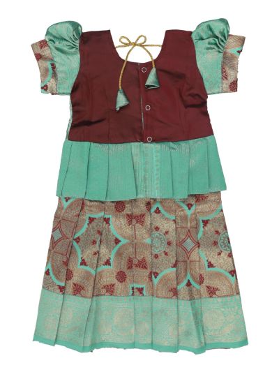 Charming Girls Readymade Stone Work Art Silk Pattu Pavadai Set