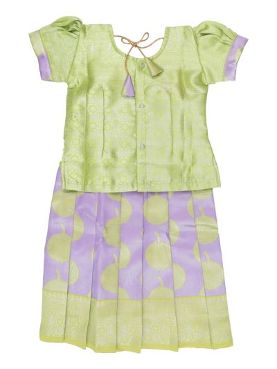 Charming Girls Readymade Stone Work Art Silk Pattu Pavadai Set