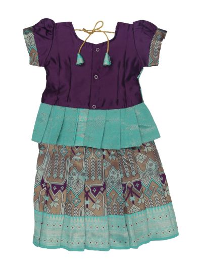 Charming Girls Readymade Stone Work Art Silk Pattu Pavadai Set