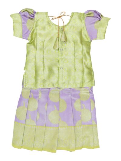 Charming Girls Readymade Stone Work Art Silk Pattu Pavadai Set