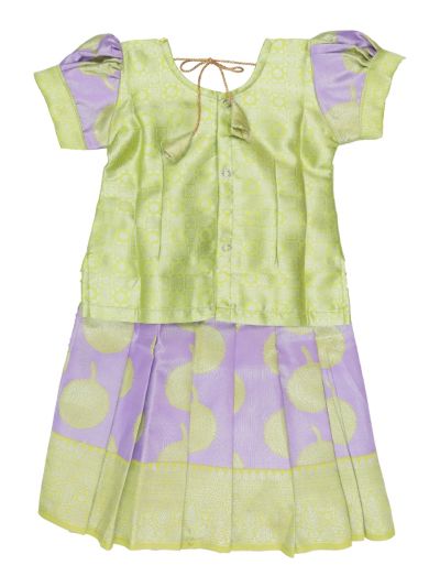 Charming Girls Readymade Stone Work Art Silk Pattu Pavadai Set